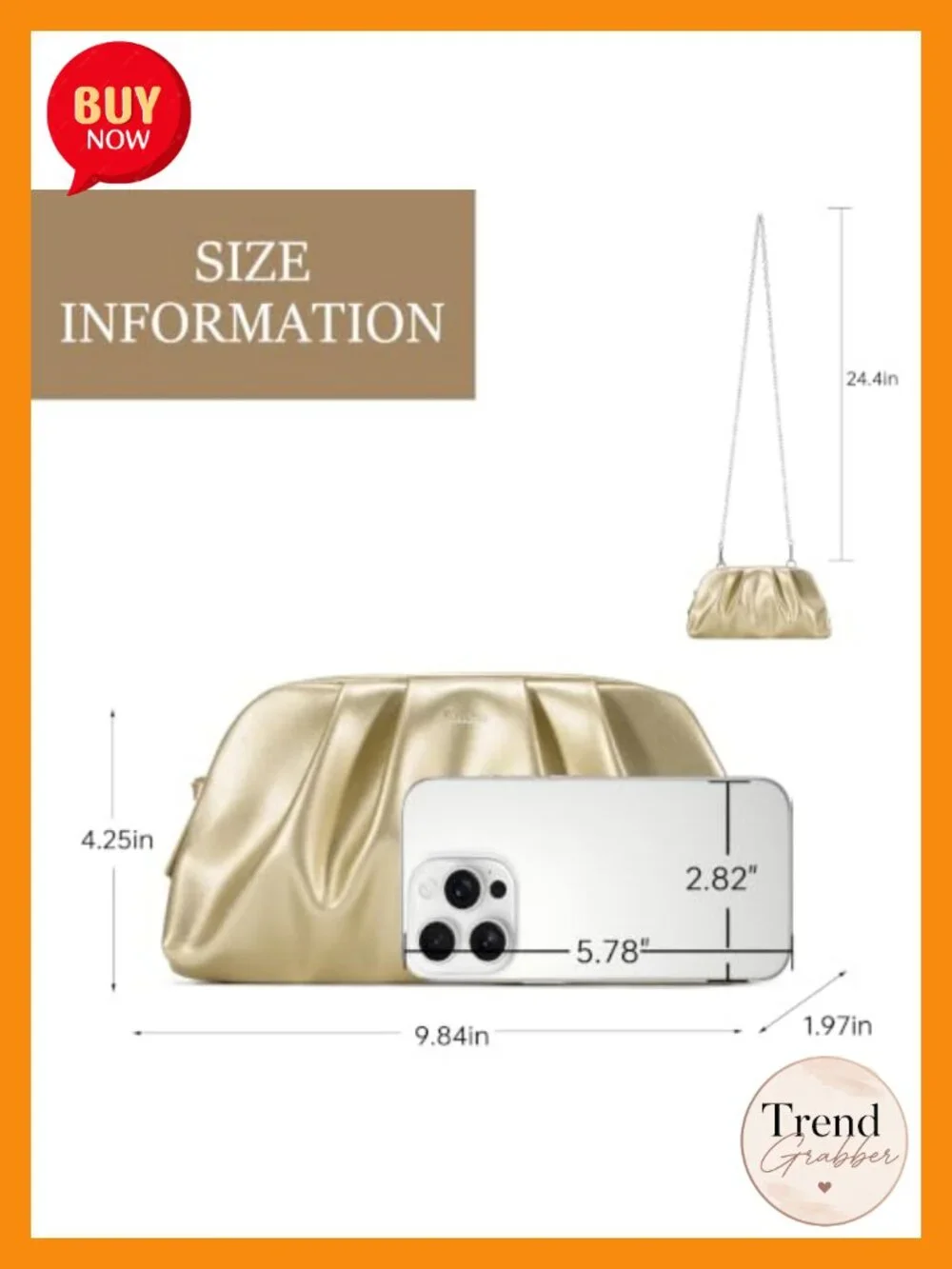 Cloud Ruched Evening Bag Vegan Leather Wristlet Detachable Chain Clutch